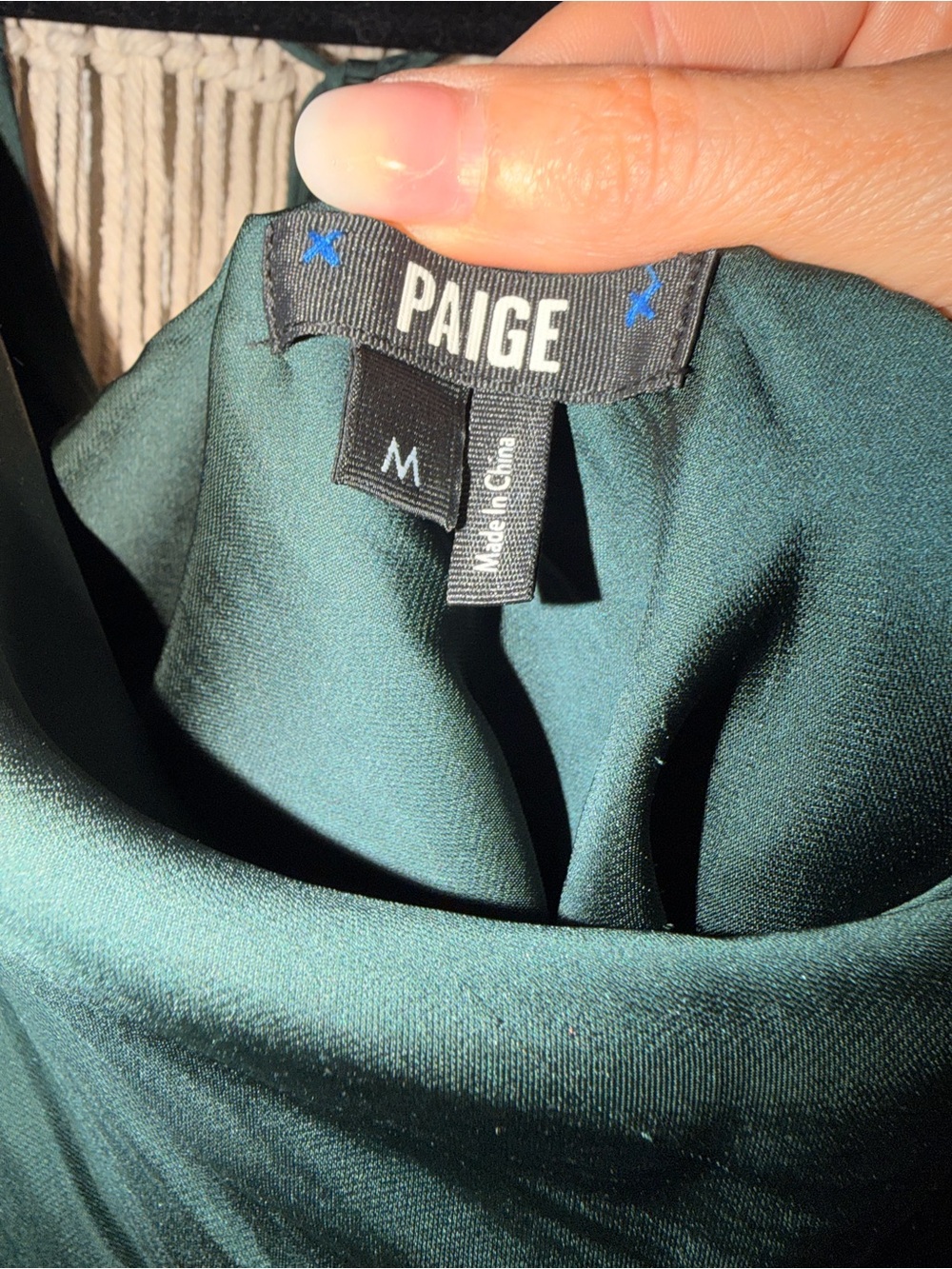 PAIGE 100% Silk Deep Green Cowl Neck Camisole Open Tie Back M